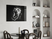 Lion panel adding editorial drama to a kids room