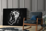 Lion glass print enhancing a study with cinematic mood