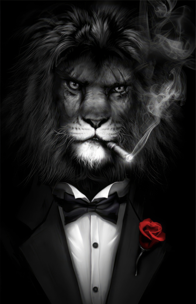 Lion as a Gentleman Glass Wall Art