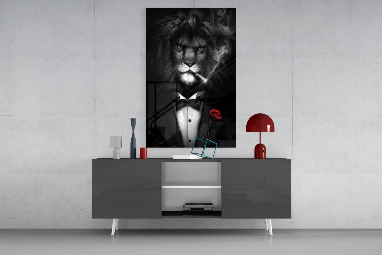 Lion as a Gentleman Glass Wall Art.