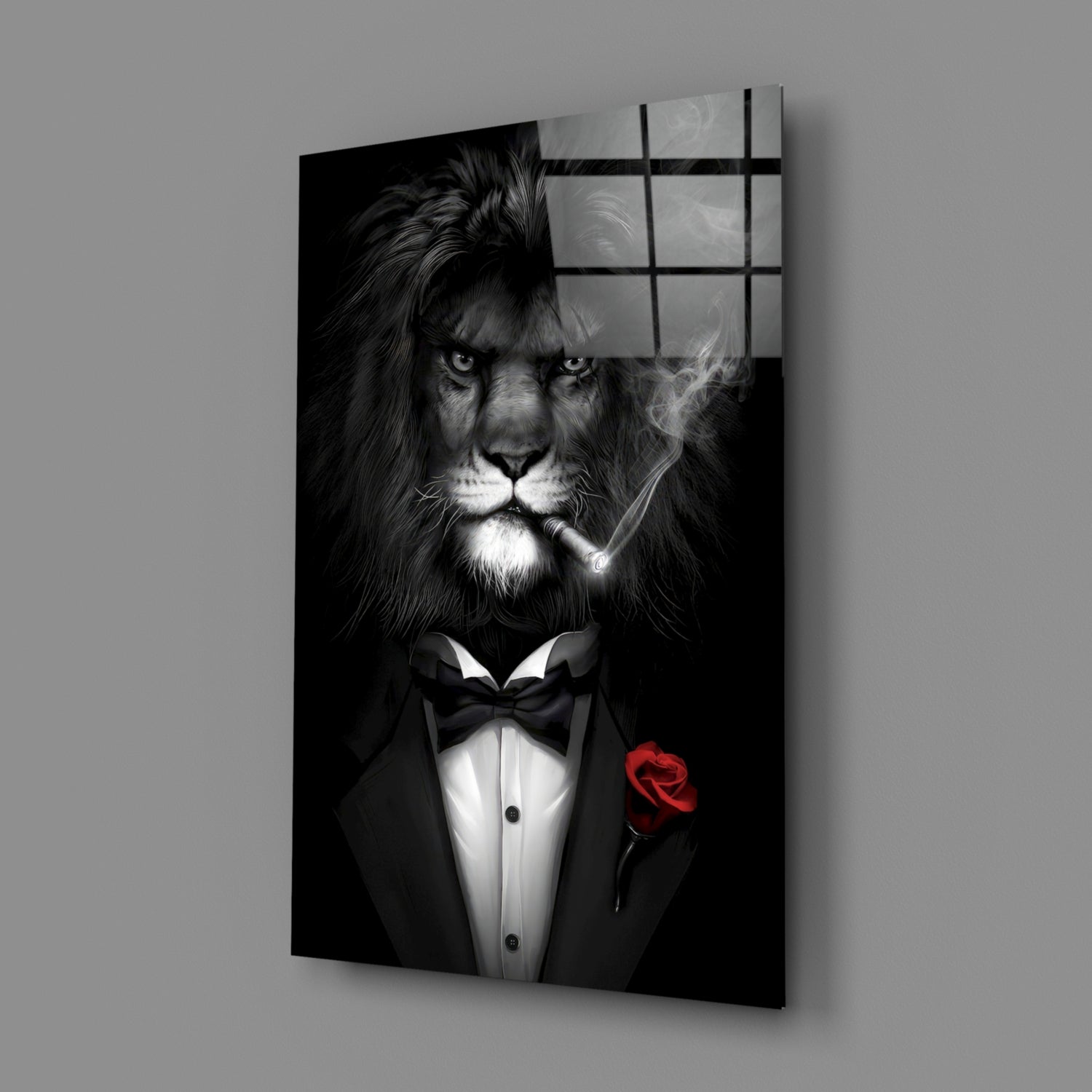 Lion as a Gentleman Glass Wall Art.