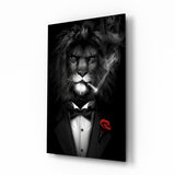 Lion as a Gentleman Glass Wall Art.