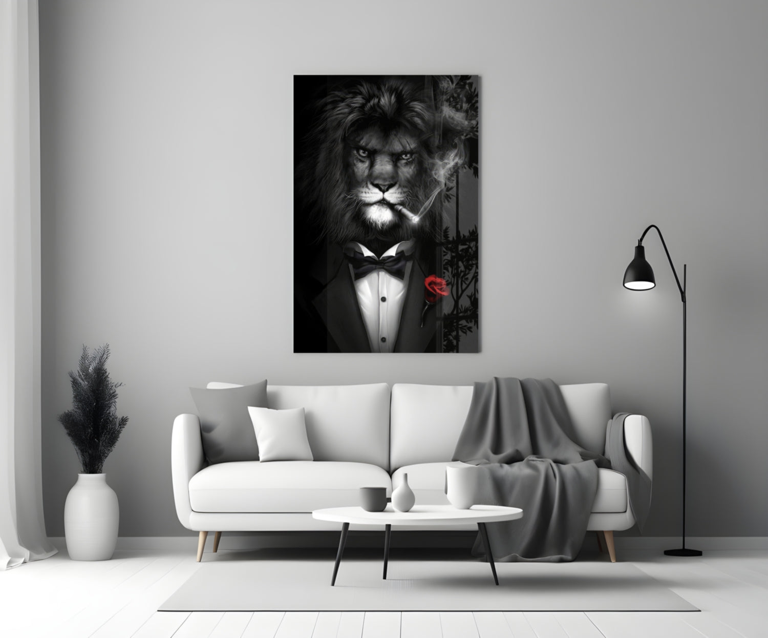 Lion as a Gentleman Glass Wall Art.