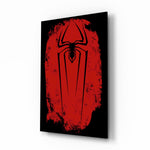 Spider glass wall art displayed above a desk in a kids room with bunk beds and brass picture light