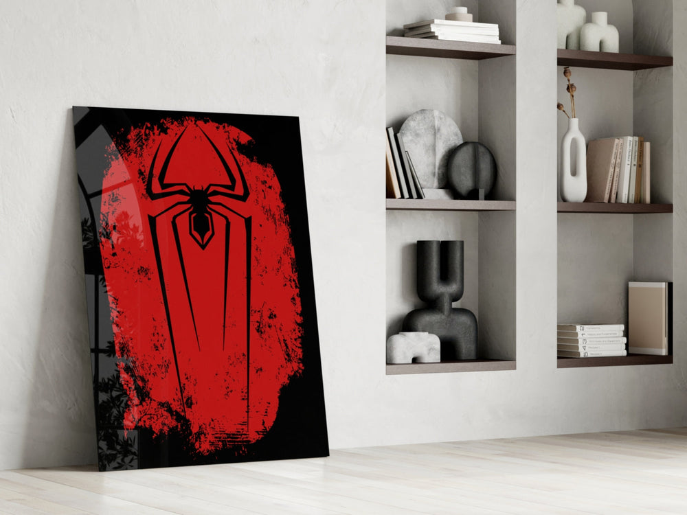 Spider glass print enhancing a teen lounge with cinematic mood