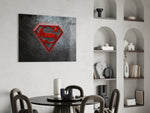 Superman panel adding editorial drama to a man cave