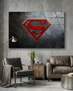 Superman Glass Wall Art - Lifestyle preview in a designer interior