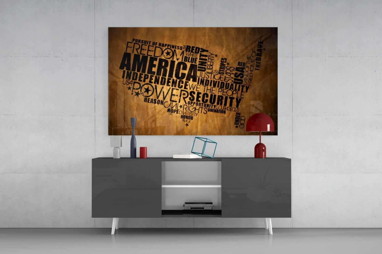 USA Map Glass Wall Art.