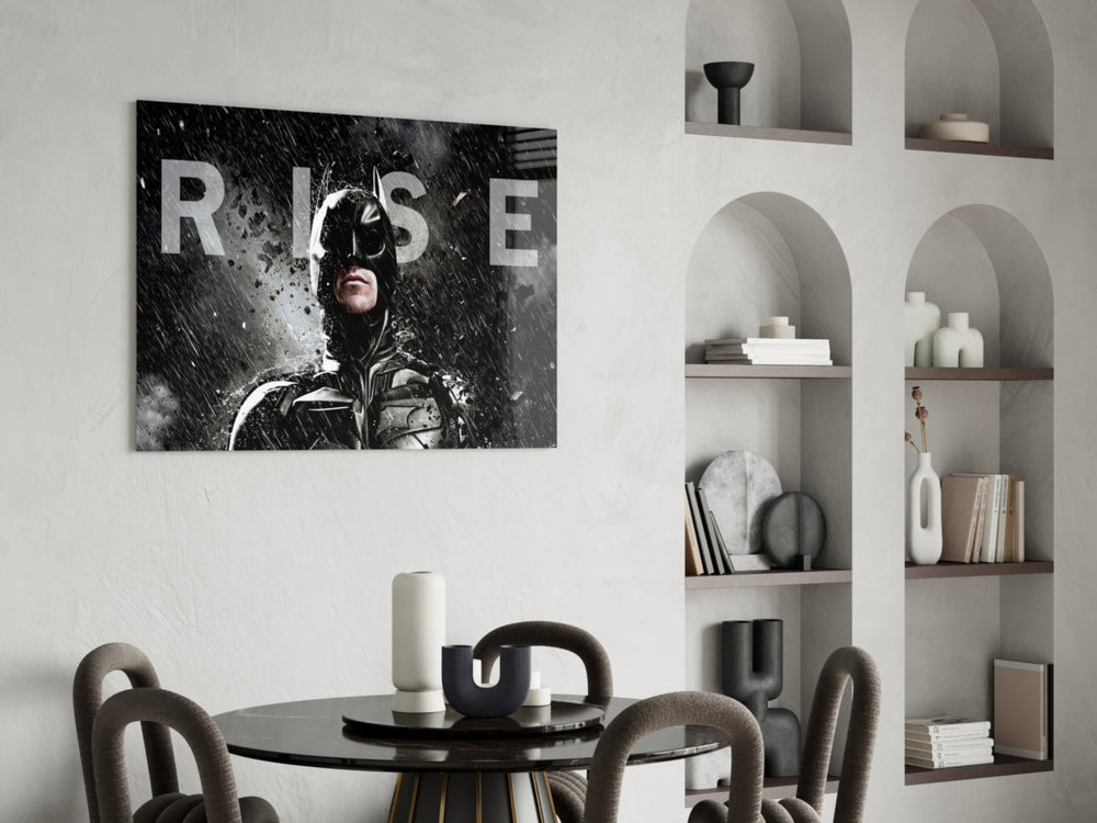 Batman Rise panel adding editorial drama to a man cave