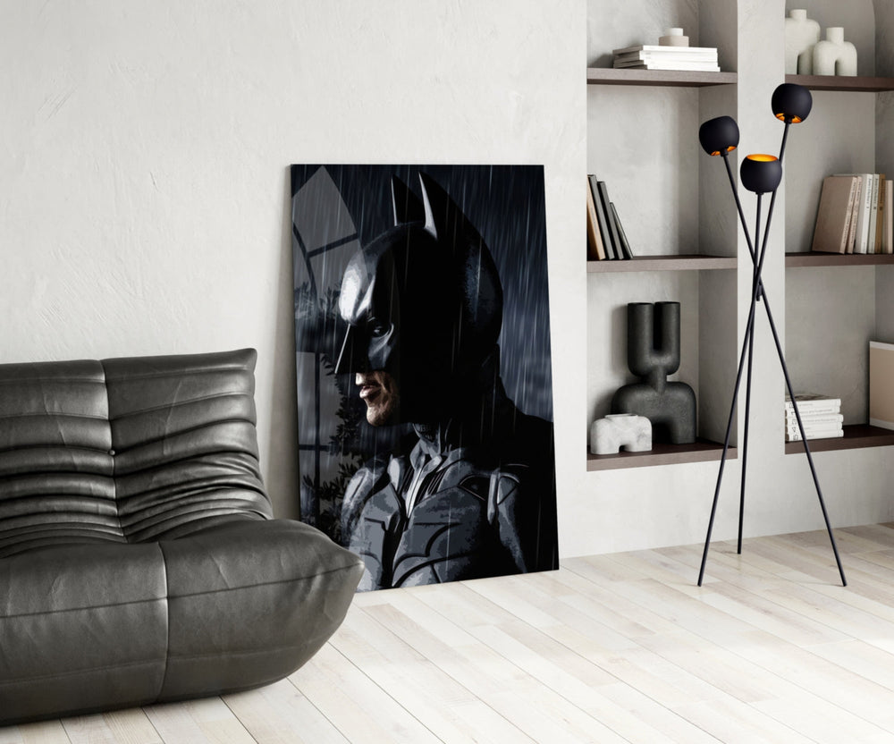 Batman panel adding editorial drama to a man cave