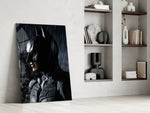 Batman glass print enhancing a teen lounge with cinematic mood