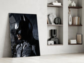 Batman glass print enhancing a teen lounge with cinematic mood