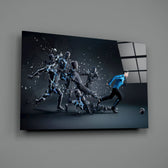 Sports-poster panel bringing electric momentum to a contemporary man cave