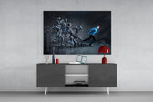 Christiano Ronaldo panel catching directional light to reveal its electric momentum
