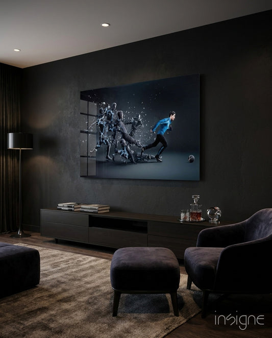 Christiano Ronaldo Glass Wall Art - Lifestyle preview in a designer interior