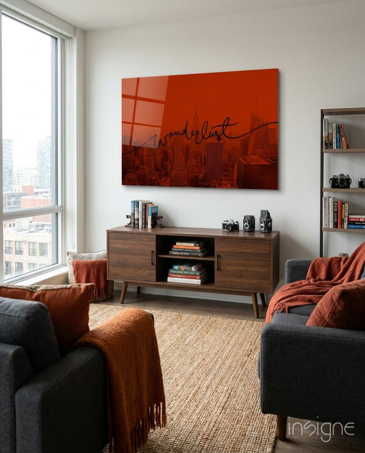 Wanderlust Glass Wall Art - Lifestyle preview in a designer interior