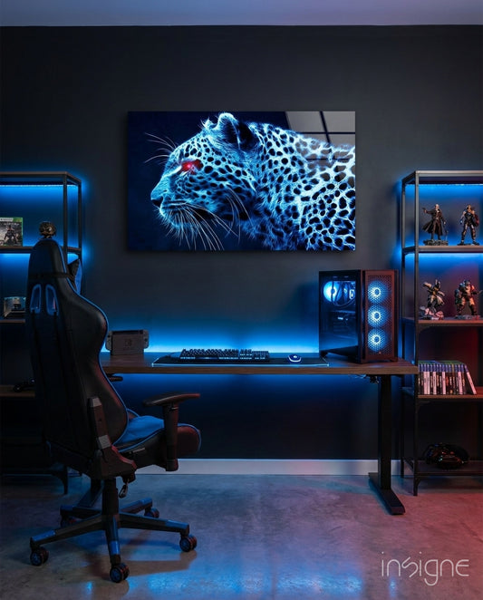 Leopard Glass Wall Art - Lifestyle preview in a designer interior