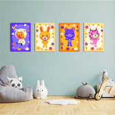Colorful Cute Animals 4 Pieces Kids Metal Wall Art.