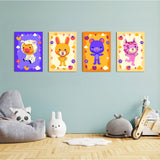 Colorful Cute Animals 4 Pieces Kids Metal Wall Art.