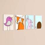 Scandinavian Woodland Animals 4 Pieces Kids Metal Wall Art.