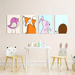 Scandinavian Woodland Animals 4 Pieces Kids Metal Wall Art.