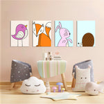 Scandinavian Woodland Animals 4 Pieces Kids Metal Wall Art.