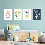 Believe in Magic Nursery 4 Pieces Kids Metal Wall Art.