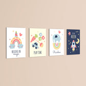 Believe in Magic Nursery 4 Pieces Kids Metal Wall Art.