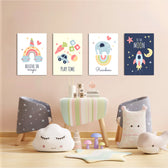 Believe in Magic Nursery 4 Pieces Kids Metal Wall Art.