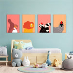 Modern Forest Friends 4 Pieces Kids Metal Wall Art.