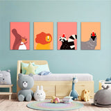 Modern Forest Friends 4 Pieces Kids Metal Wall Art.