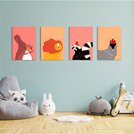 Modern Forest Friends 4 Pieces Kids Metal Wall Art.
