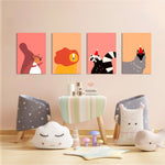Modern Forest Friends 4 Pieces Kids Metal Wall Art.
