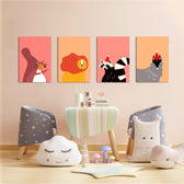 Modern Forest Friends 4 Pieces Kids Metal Wall Art.