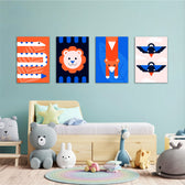 Geometric Animals 4 Pieces Kids Metal Wall Art.
