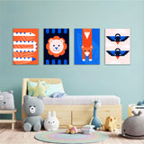Geometric Animals 4 Pieces Kids Metal Wall Art.