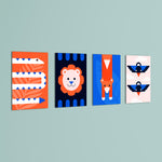 Geometric Animals 4 Pieces Kids Metal Wall Art.