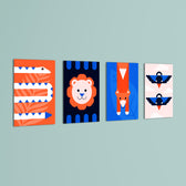 Geometric Animals 4 Pieces Kids Metal Wall Art.