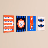 Geometric Animals 4 Pieces Kids Metal Wall Art.
