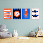 Geometric Animals 4 Pieces Kids Metal Wall Art.