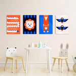 Geometric Animals 4 Pieces Kids Metal Wall Art.