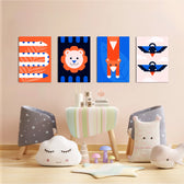 Geometric Animals 4 Pieces Kids Metal Wall Art.