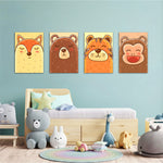 Blushing Animal Faces 4 Pieces Kids Metal Wall Art.