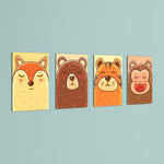 Blushing Animal Faces 4 Pieces Kids Metal Wall Art.