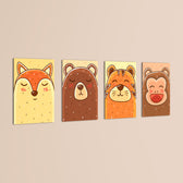 Blushing Animal Faces 4 Pieces Kids Metal Wall Art.
