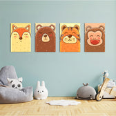 Blushing Animal Faces 4 Pieces Kids Metal Wall Art.