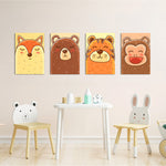 Blushing Animal Faces 4 Pieces Kids Metal Wall Art.