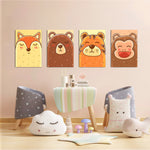 Blushing Animal Faces 4 Pieces Kids Metal Wall Art.