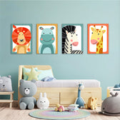 Baby Safari Animals 4 Pieces Kids Metal Wall Art.
