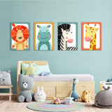 Baby Safari Animals 4 Pieces Kids Metal Wall Art.